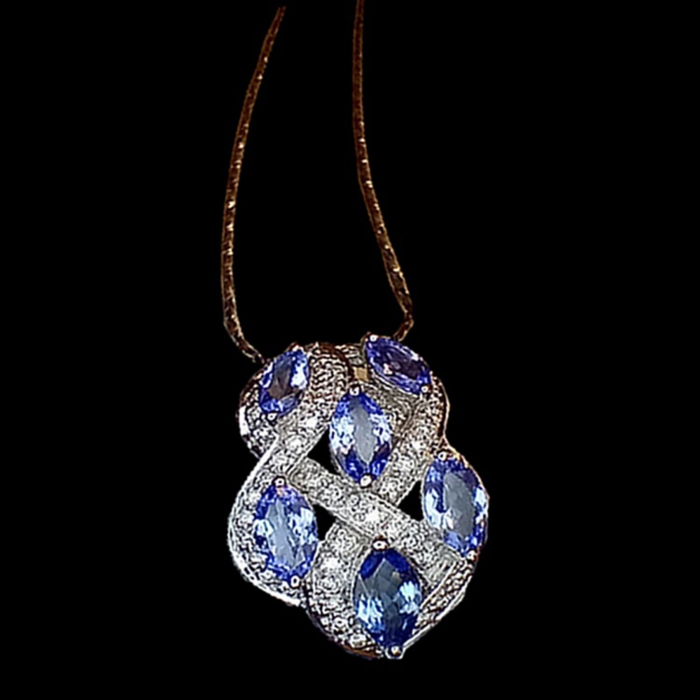 Diamond Tanzanite Gold necklace new